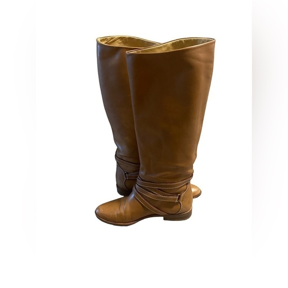 Joan & David Brown Camel Soft Leather Riding Boots Strappy Handmade Italy Sz 6? - Picture 4 of 16